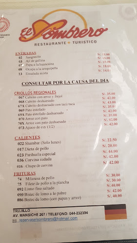 Opinii despre Restaurant Turístico El Sombrero în Trujillo - Gastronomía y hostelería