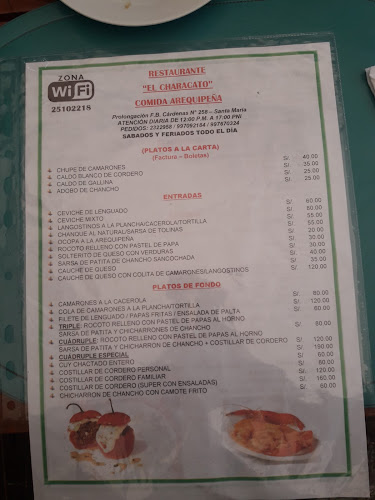 Opinii despre El Characato - Huacho în Santa María - Gastronomía y hostelería