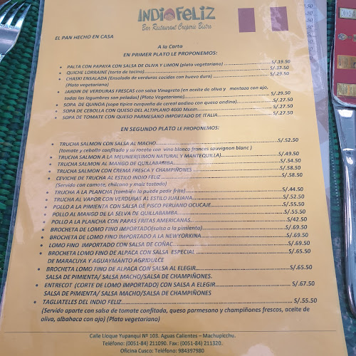 Restaurant Bistro Bar Indio Feliz - Aguas Calientes