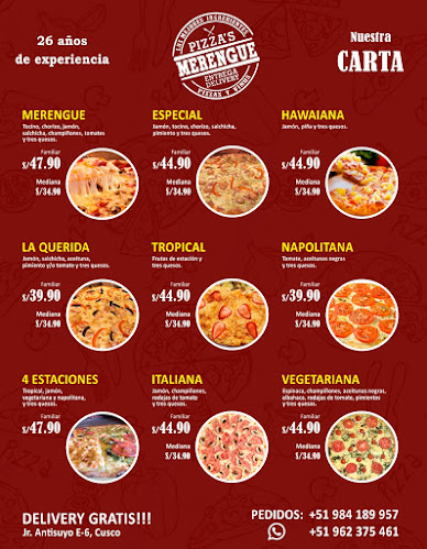 MERENGUE PIZZAS Y VINO