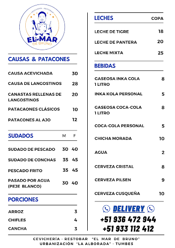 Opinii despre Cevichería - Restobar "El Mar de Bruno" în Tumbes - Gastronomía y hostelería