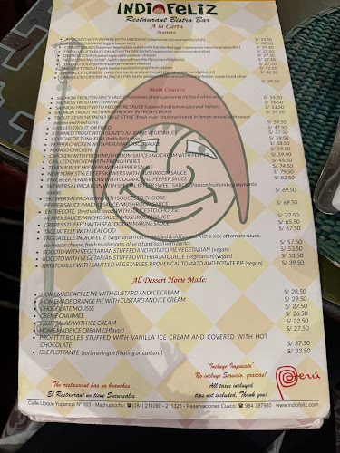 Opinii despre Restaurant Bistro Bar Indio Feliz în Aguas Calientes - Gastronomía y hostelería