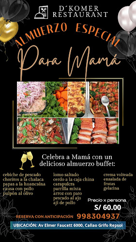 Restaurante | D'komer | Desayunos, Almuerzos, Pescados y mariscos, Buffet