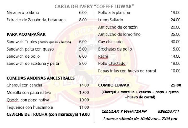 Opinii despre Coffee Luwak în Andahuaylas - Gastronomía y hostelería