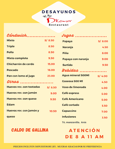 Opinii despre Restaurante | D'komer | Desayunos, Almuerzos, Pescados y mariscos, Buffet în Callao - Gastronomía y hostelería
