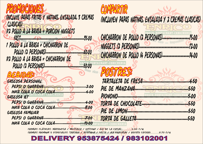 Opinii despre ENRICO Snack-Restaurant-Cevicheria în Ica - Gastronomía y hostelería